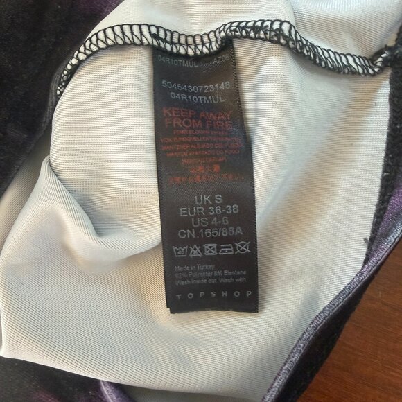 TOPSHOP Velvet Velveteen Velour Purple Tie Dye Crop Top Size Small 4-6 - Picture 8 of 9